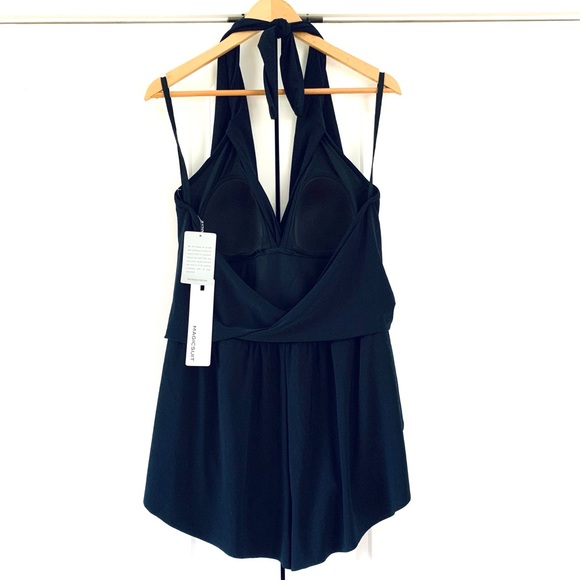$178 Magicsuit Bianca One Piece Suit Halter Romper Swimsuit Black Shorts Size 16 - Picture 2 of 8